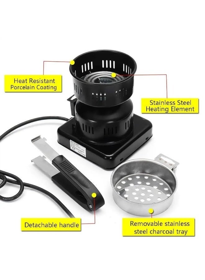 موقد إشعال الفحم الكهربائي محمول مع مقبض قابل للإزالة – سريع التسخين لإشعال الفحم للشواء والمواقد والاستخدام الخارجي - Image 2